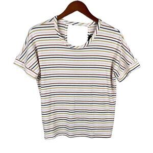 Lulus Terry Multi Stripe Twist Back Tee T-shirt Short Sleeve Top Women's XS